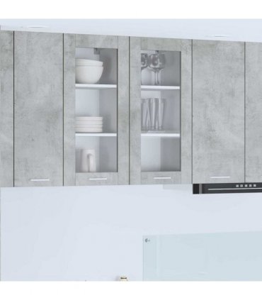 vidaXL Hanging Cabinet Concrete Grey 40 x 31 x 80 cm Engineered — Model: 1x hanging glass cabinet (1 door) 40 cm wide 80 cm high