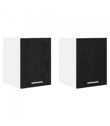 vidaXL Hanging Cabinet 2 pcs Black Oak and White 30 x 31 x 40 cm — Model: 2x hanging cabinet (1 door) 30 cm wide 40 cm high