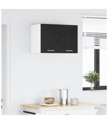 vidaXL Hanging Cabinet 2 pcs Black Oak and White 30 x 31 x 40 cm — Model: 2x hanging cabinet (1 door) 30 cm wide 40 cm high