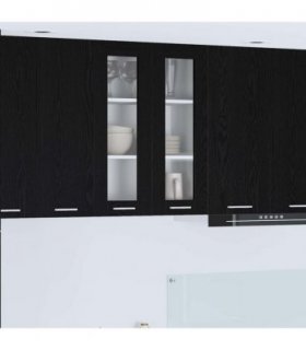 vidaXL Hanging Cabinet Black Oak 60 x 31 x 80 cm Engineered Wo — Model: 1x hanging glass cabinet (2 doors) 60 cm wide 80 cm high