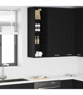 vidaXL Hanging Cabinet Black Oak 30 x 29.5 x 100 cm Engineered Wo — Model: 1x hanging cabinet (4 shelves) 30 cm wide 100 cm high