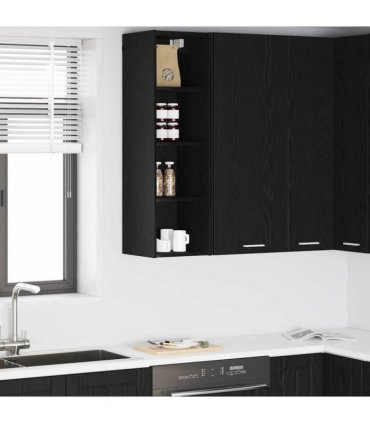 vidaXL Hanging Cabinet Black Oak 30 x 29.5 x 100 cm Engineered Wo — Model: 1x hanging cabinet (4 shelves) 30 cm wide 100 cm high