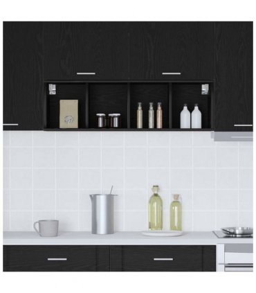 vidaXL Hanging Cabinet Black Oak 30 x 29.5 x 100 cm Engineered Wo — Model: 1x hanging cabinet (4 shelves) 30 cm wide 100 cm high