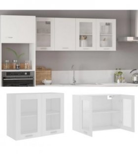 vidaXL Hanging Glass Cabinet White 80x31x60 cm Engineered Wood — Model: 1x hanging glass cabinet (2 doors) 80 cm wide 60 cm high