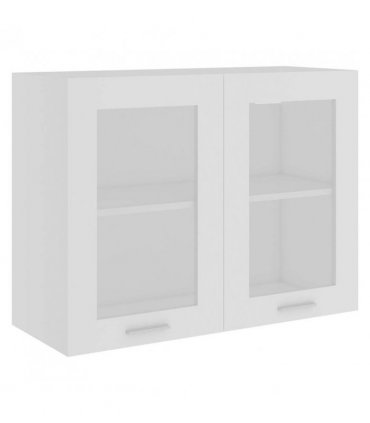 vidaXL Hanging Glass Cabinet White 80x31x60 cm Engineered Wood — Model: 1x hanging glass cabinet (2 doors) 80 cm wide 60 cm high