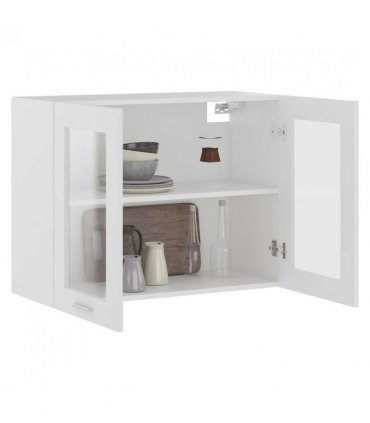 vidaXL Hanging Glass Cabinet White 80x31x60 cm Engineered Wood — Model: 1x hanging glass cabinet (2 doors) 80 cm wide 60 cm high
