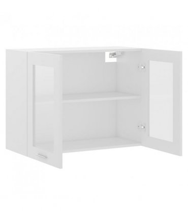 vidaXL Hanging Glass Cabinet White 80x31x60 cm Engineered Wood — Model: 1x hanging glass cabinet (2 doors) 80 cm wide 60 cm high