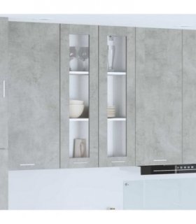 vidaXL Hanging Cabinet Concrete Grey 60 x 31 x 100 cm Enginee — Model: 1x hanging glass cabinet (2 doors) 60 cm wide 100 cm high