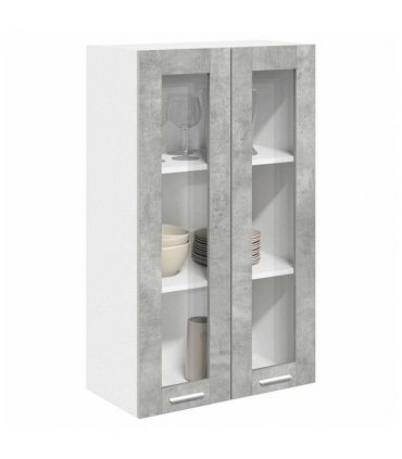 vidaXL Hanging Cabinet Concrete Grey 60 x 31 x 100 cm Enginee — Model: 1x hanging glass cabinet (2 doors) 60 cm wide 100 cm high
