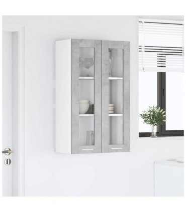 vidaXL Hanging Cabinet Concrete Grey 60 x 31 x 100 cm Enginee — Model: 1x hanging glass cabinet (2 doors) 60 cm wide 100 cm high