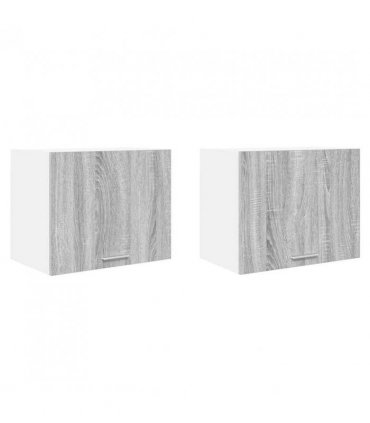 vidaXL Hanging Cabinet 2 pcs Grey Sonoma and White 50 x 31 x 40 cm — Model: 2x hanging cabinet (1 door) 50 cm wide 40 cm high