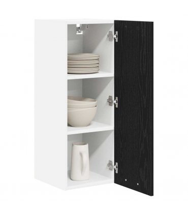 vidaXL Hanging Cabinet with Door Black Oak and White 30 x 31 x 80 cm — Model: 1x hanging cabinet (1 door) 30 cm wide 80 cm high