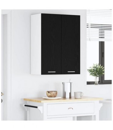 vidaXL Hanging Cabinet with Door Black Oak and White 30 x 31 x 80 cm — Model: 1x hanging cabinet (1 door) 30 cm wide 80 cm high