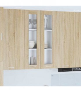 vidaXL Hanging Cabinet Sonoma Oak 60 x 31 x 100 cm Engineered — Model: 1x hanging glass cabinet (2 doors) 60 cm wide 100 cm high