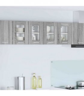 vidaXL Hanging Cabinet Grey Sonoma 60 x 31 x 40 cm Engineered — Model: 1x hanging glass cabinet (2 doors) 60 cm wide 40 cm high
