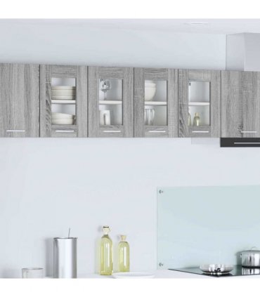 vidaXL Hanging Cabinet Grey Sonoma 60 x 31 x 40 cm Engineered — Model: 1x hanging glass cabinet (2 doors) 60 cm wide 40 cm high