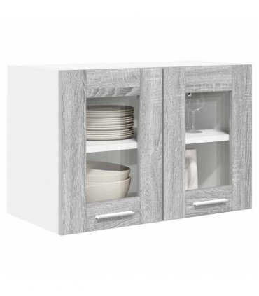 vidaXL Hanging Cabinet Grey Sonoma 60 x 31 x 40 cm Engineered — Model: 1x hanging glass cabinet (2 doors) 60 cm wide 40 cm high