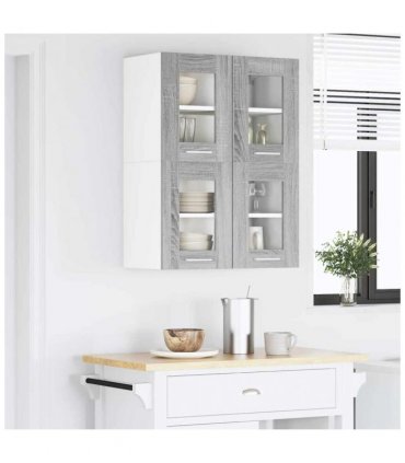 vidaXL Hanging Cabinet Grey Sonoma 60 x 31 x 40 cm Engineered — Model: 1x hanging glass cabinet (2 doors) 60 cm wide 40 cm high