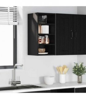 vidaXL Hanging Cabinet Black oak 30 x 29.5 x 60 cm Engineered Wood — Model: 1x hanging cabinet (4 shelves) 30 cm wide 60 cm high