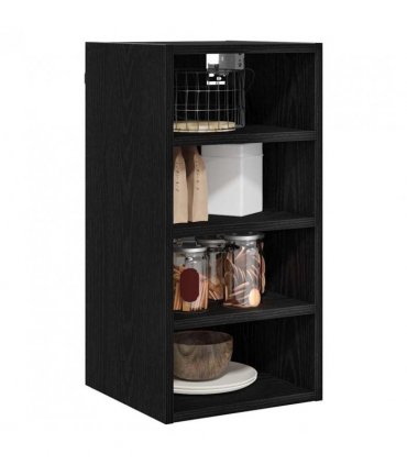 vidaXL Hanging Cabinet Black oak 30 x 29.5 x 60 cm Engineered Wood — Model: 1x hanging cabinet (4 shelves) 30 cm wide 60 cm high