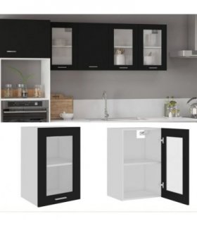 vidaXL Hanging Glass Cabinet Lyon Black 40x31x60 cm Engineered — Model: 1x hanging glass cabinet (1 door) 40 cm wide 60 cm high