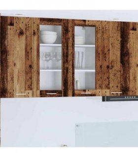 vidaXL Hanging Cabinet Old Wood 80 x 31 x 80 cm Engineered Woo — Model: 1x hanging glass cabinet (2 doors) 80 cm wide 80 cm high