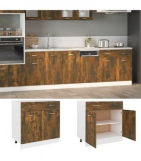 vidaXL Drawer Bottom Cabinet Lyon Smoked Oak 80x46x81.5 cm Engineered Wood — Model: 1x bottom cabinet (2 doors 2 drawers) 80 cm
