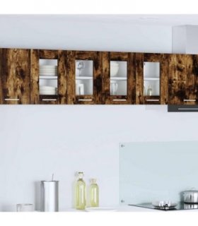 vidaXL Hanging Cabinet Smoked Oak 60 x 31 x 40 cm Engineered W — Model: 1x hanging glass cabinet (2 doors) 60 cm wide 40 cm high