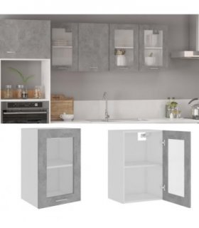 vidaXL Hanging Glass Cabinet Lyon Concrete Grey 40x31x60 cm Eng — Model: 1x hanging glass cabinet (1 door) 40 cm wide 60 cm high