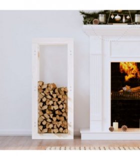 vidaXL Firewood Rack White 41x25x100 cm Solid Wood Pine — Size: 41 x 25 x 100 cm