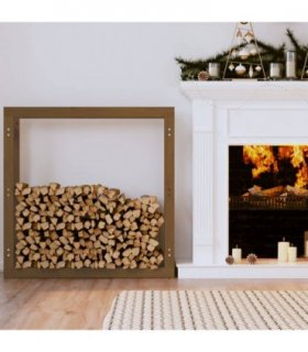 vidaXL Firewood Rack Honey Brown 100x25x100 cm Solid Wood Pine — Size: 100 x 25 x 100 cm
