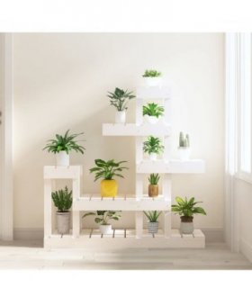 vidaXL Plant Stand White 92x25x97 cm Solid Wood Pine — Size: 92 x 25 x 97 cm