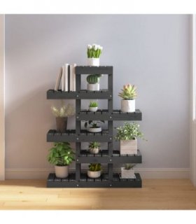 vidaXL Plant Stand Grey 85x25x109.5 cm Solid Wood Pine — Size: 85 x 25 x 109.5 cm