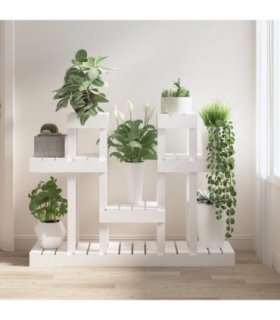 vidaXL Plant Stand White 104.5x25x77.5 cm Solid Wood Pine — Size: 104.5 x 25 x 77.5 cm