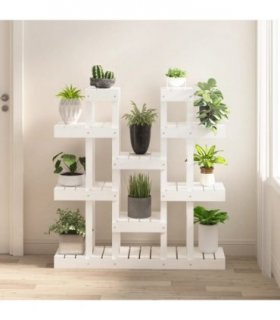 vidaXL Plant Stand White 104.5x25x109.5 cm Solid Wood Pine — Size: 104.5 x 25 x 109.5 cm