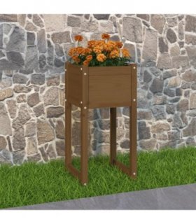 vidaXL Planter Honey Brown 40x40x81 cm Solid Wood Pine — Size: 40 x 40 x 81 cm