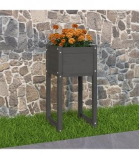 vidaXL Planter Grey 40x40x81 cm Solid Wood Pine — Size: 40 x 40 x 81 cm