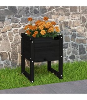 vidaXL Planter Black 40x40x52.5 cm Solid Wood Pine — Size: 40 x 40 x 52.5 cm