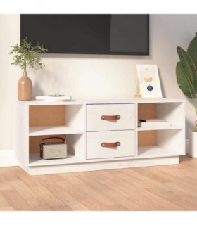 vidaXL TV Cabinet White 100x34x40 cm Solid Wood Pine