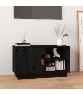 vidaXL TV Cabinet Black 70x34x40 cm Solid Wood Pine