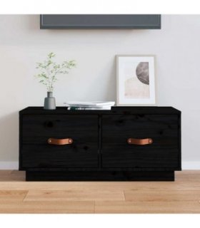 vidaXL TV Cabinet Black 80x34x35 cm Solid Wood Pine