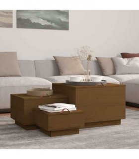 vidaXL Storage Boxes with Lids 3 pcs Honey Brown Solid Wood Pine