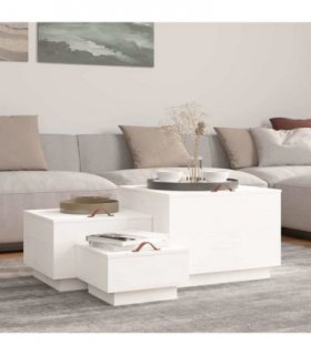 vidaXL Storage Boxes with Lids 3 pcs White Solid Wood Pine