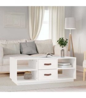 vidaXL Coffee Table White 100x50x41 cm Solid Wood Pine — V0672035023