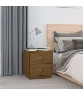 vidaXL Bedside Cabinet Honey Brown 40x34x45 cm Solid Wood Pine — V0672035073