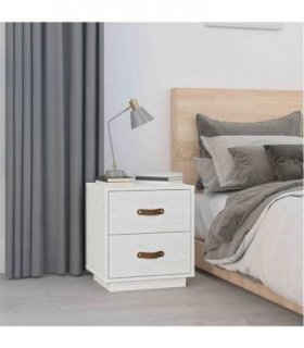 vidaXL Bedside Cabinet White 40x34x45 cm Solid Wood Pine — V0672035075