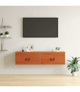 vidaXL Wall Cabinet 2 pcs Wax Brown 60 x 30 x 30 cm Solid Pine Wood