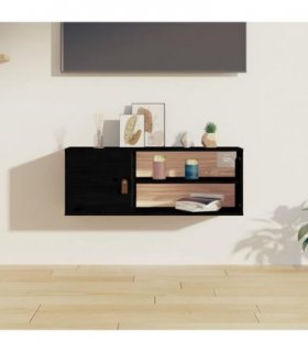 vidaXL Wall Cabinet Black 80x30x30 cm Solid Wood Pine