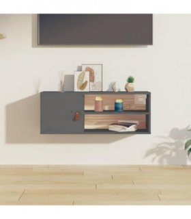 vidaXL Wall Cabinet Grey 80x30x30 cm Solid Wood Pine