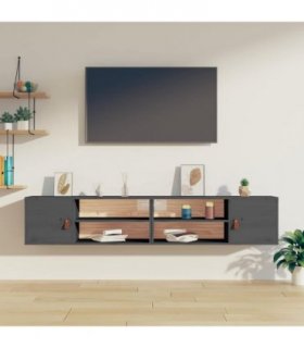 vidaXL Wall Cabinets 2 pcs Grey 80x30x30 cm Solid Wood Pine